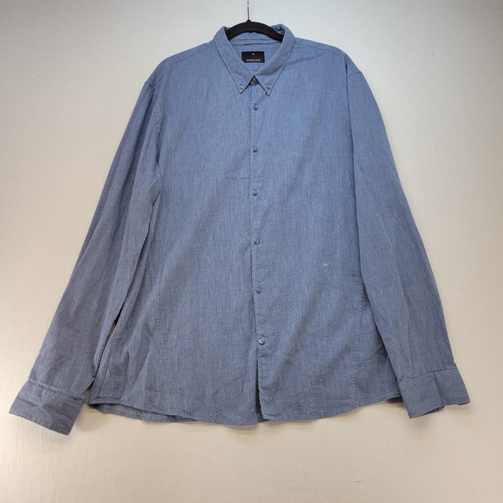 Junk‎ de Luxe Button Down Shirt Mens XXL Blue Casual Long Sleeve Cotton